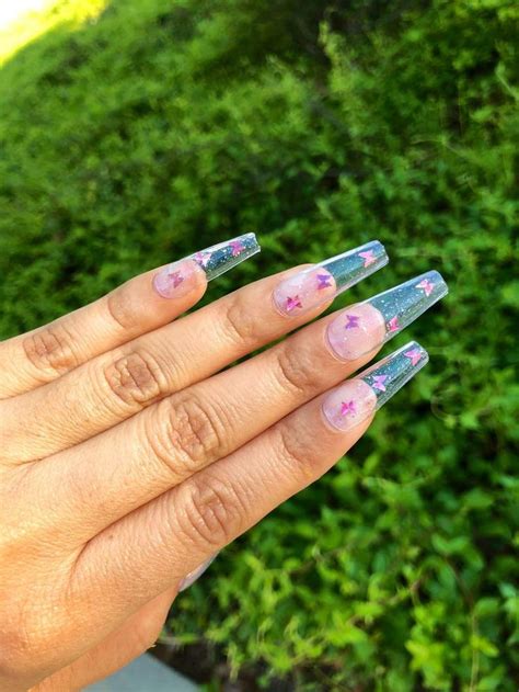 Clear Nailssparkles Pink Nails Jelly Nails Press On Nails Etsy Jelly Nails Nails Pink Nails
