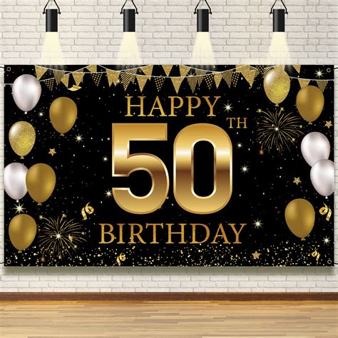 Buy 50th Birthday Decorations Backdrop Banner Happy 50th Birthday