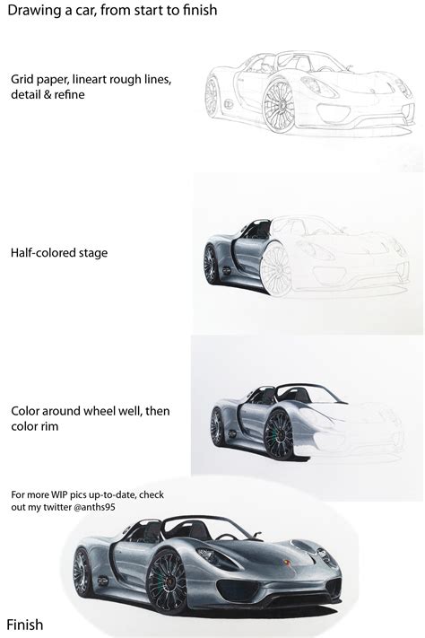 Porsche 918 Spyder Drawing Stages By Anths95 On Deviantart