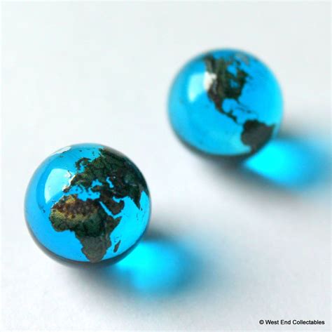 Pair Of 15mm 0 5 Blue Glass Earth Globe Marbles Earring Jewellery Stone Pendants Earth