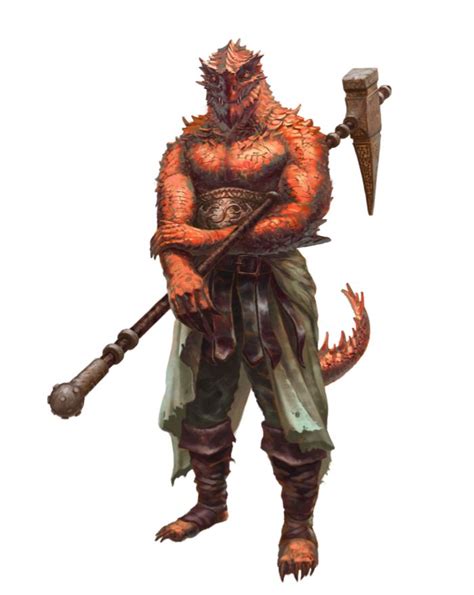 Red Dragonkin Half Dragon Fighter Barbarian Warrior Pathfinder Pfrpg