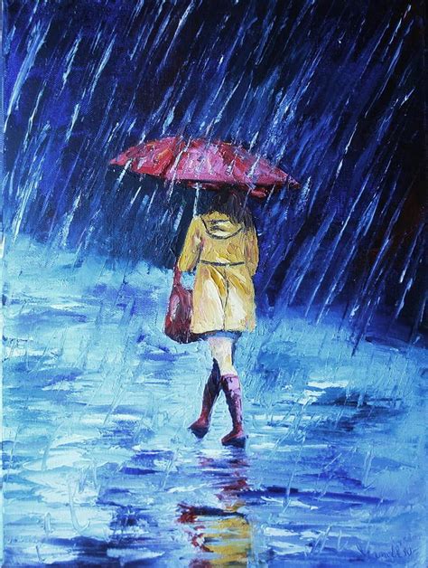 Women In The Rain By Claudia Mandl Rain Painting Umbrella Painting
