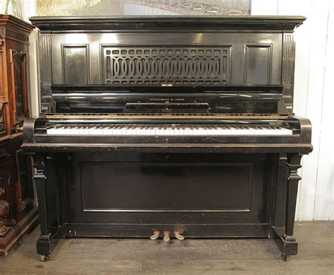 Rare Steinway Model R Upright Grand Piano For Sale With A Black Case