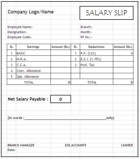 Salary Voucher Format