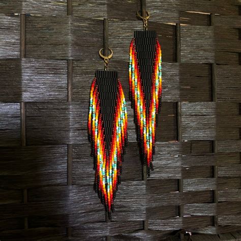 These Handwoven Beaded Earrings With Fringe Are Made With Japanese Seed