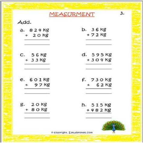 Addition Of Weight Worksheet