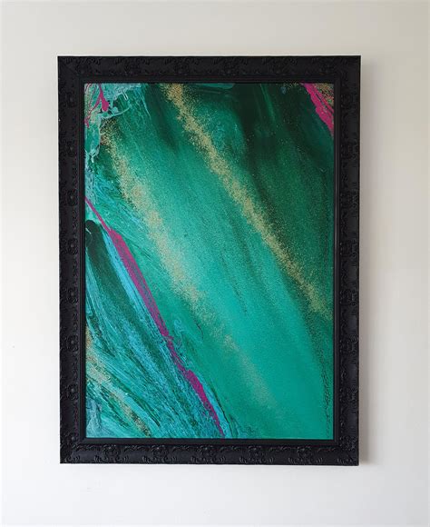 Aurora Painting Teal Abstract Art Teal And Gold Abstract Etsy