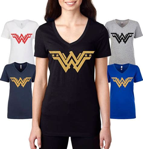 Wonderwoman T Shirt Superhero Tshirt Sparkle Gold Decal Etsy