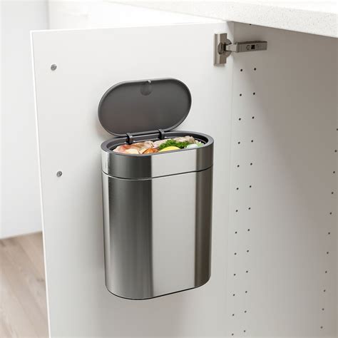 Gigantisk secchio con apertura a pressione grigio scuro. BROGRUND Touch top trash can, stainless steel, 1 gallon (4 ...