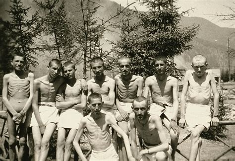Group Portrait Of Ebensee Survivors After Having Showered In The