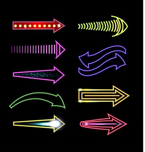 Neon Light Arrow Collection Free Vector In Adobe Illustrator Ai Ai