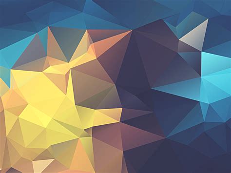 Wallpaper Minimalism Abstract Low Poly Geometry Yellow Blue