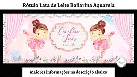 Rótulo Lata De Leite Bailarinas Aquarela Elo7
