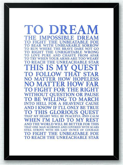 Lyrics For To Dream The Impossible Dream Dream Cgw