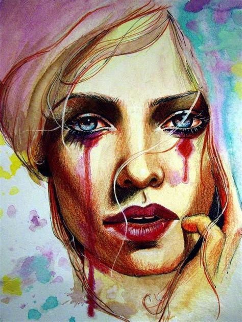 A Mixed Media Watercolor Ink Charcoal And Colored Pencil Painting By Olga Noes Oil Painting