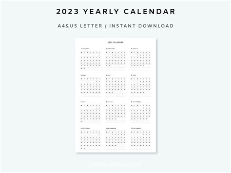1 2023 Yearly Calendar Inserts Comes In Pdf Format Printable It Is