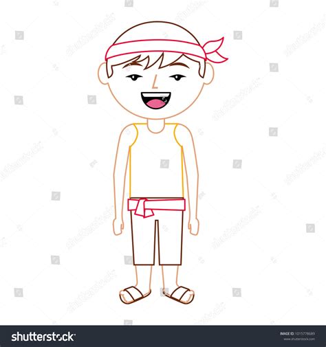 Funny Cartoon Chinese Man Standing Stock Vector Royalty Free