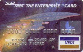 International contactless credit card connected to the denar transaction account. Star Trek Plastic Cards