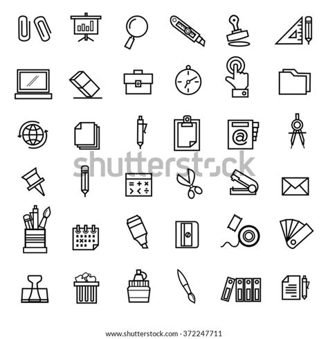 Office Stationery Icons Vector Stock Vector Royalty Free 372247711