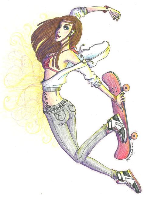 Girl Skateboarder Drawing Skater Girl By Jesteppi Skateboarder