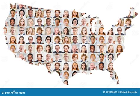 Generations Portrait Collage On Usa Map Stock Image Image Of Concept