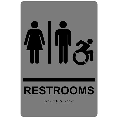 Ada Private Restroom With Symbols Braille Sign Rre 14816blkongray