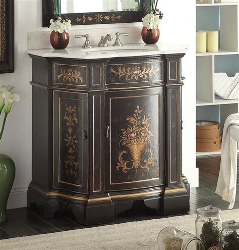 The look and feel of any vanity is one thing, but one with a more antique approach is something that is sure to impress everyone. 35" Benton Collection Crossfield Antique Style Black ...