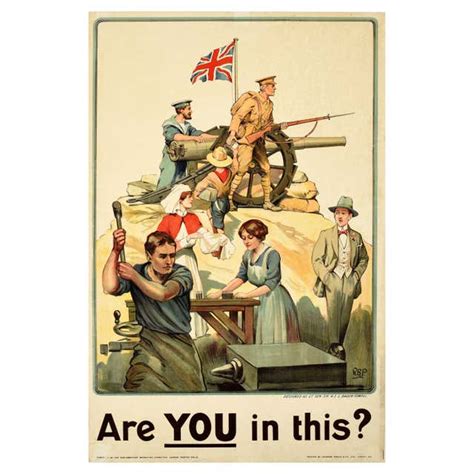 Original 1914 World War One Propaganda Poster Britons Your Country