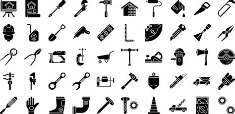 Set Of Construction And Tools Icons On A Transparent Background 7632495