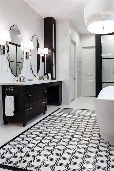 Black And White Bathroom Sweetlake Interior Design Llc Top Houston
