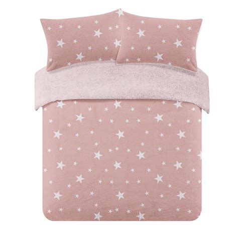 Dreamscene Stars Teddy Fleece Duvet Cover With Pillowcase Soft Plush