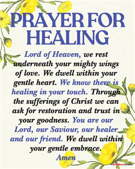 Special Prayer Intention For Healing The Southern Cross