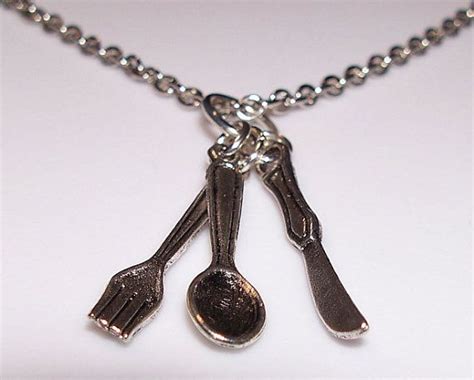 Fork Spoon And Knife Charm Necklace By Jewelryandtrinketry On Etsy 6