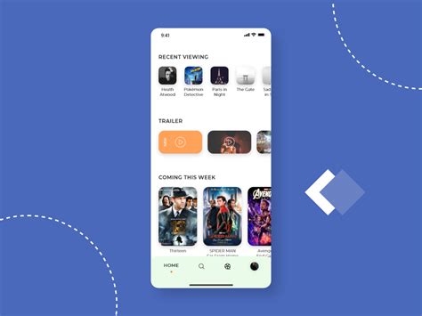 Home Screen Flat Design Concept For Movie App Uplabs