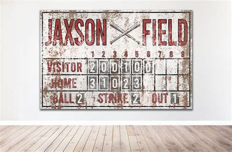 Custom Baseball Scoreboard Sign Vintage Distressed Rustic Etsy