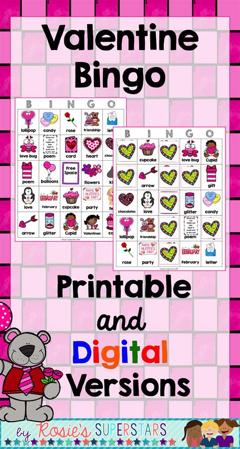 Valentine Bingo Printable And Digital Versions Are Included Use The