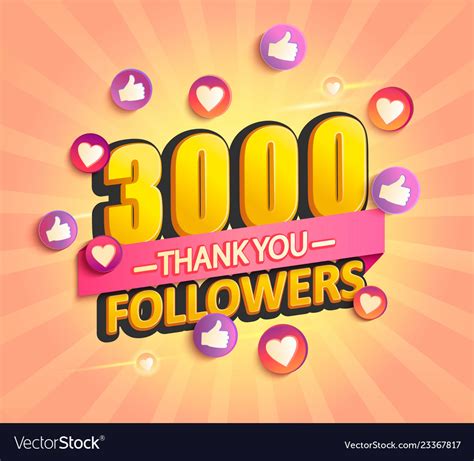 Thank You New 3000 Followers Design Royalty Free Vector