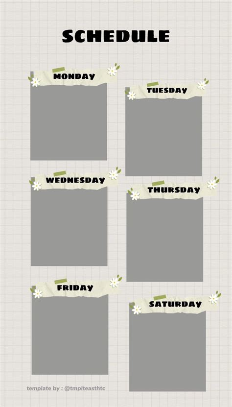 Aesthetic Schedule Template Weekly Planner Template Schedule
