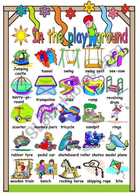 In The Playground Pictionary Esl Worksheet By Katiana