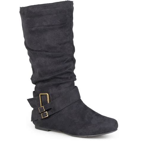 Womens Buckle Mid Calf Slouch Boot