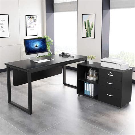 Buy Tribesigns L Shaped Desk 55 Inch Modern Computer Desk With 35inch