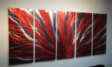 Large Radiance Red And Black Metal Wall Art Abstract