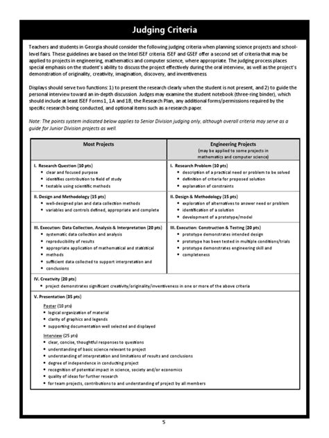 Judging Criteria Science Engineering