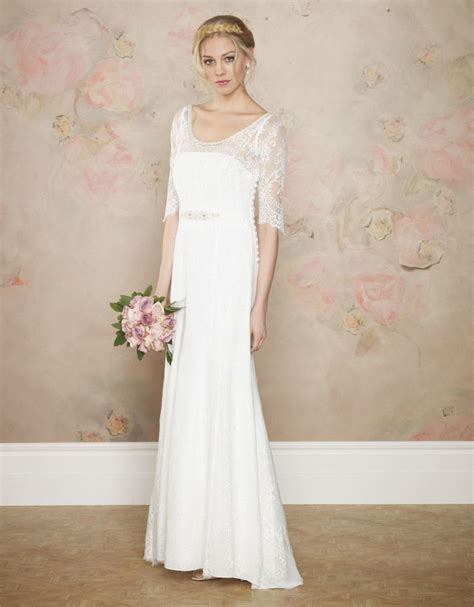 A wedding dress is perhaps the most carefully chosen dress a woman will ever wear. Simple Lace Sleeve Wedding Dress for Older Brides Over 40 ...