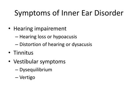 Ppt Inner Ear Disorders Powerpoint Presentation Free Download Id