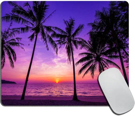 Sunset Beach Mouse Pad Tropical Palm Tree Landscape
