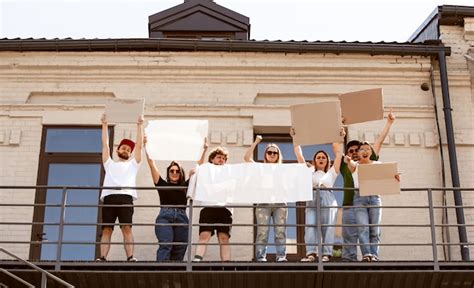 Free Photo Diverse Group Of People Protesting With Blank Signs