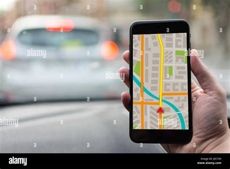 Gps Navigation On Mobile Phone Device And Transportation Concept Male