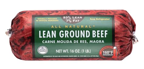 All Natural 93 Lean 7 Fat Lean Ground Beef Roll 1lbs Fresh