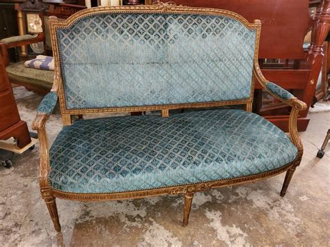Antique Settee Couch Window Bench New Fabric Very High End